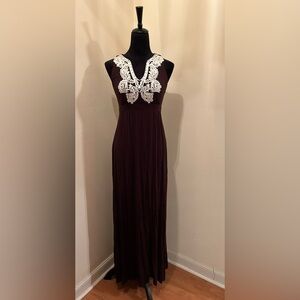 Chelsea & Theodore Embroidered Front T-Back Tall Friendly Maxi Dress